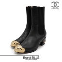 未使用品 CHANEL シャネル パリダラス ミドル ブーツ サイドゴア G30046 ココマーク スター ブラック #37 24cm チャンキーヒール 靴 送...