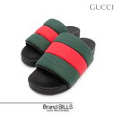 未使用品 GUCCI グッチ シェリーライン パデッド スライドサンダル 700320 #39 26cm ナイロン ラバー ブラック レッド グリーン 靴 送料...