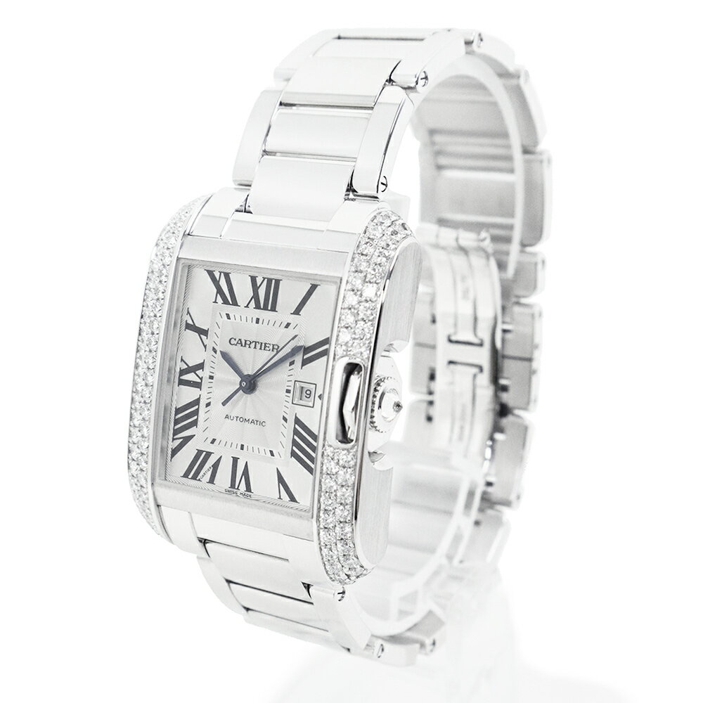 デクラレーション 【未使用　展示品】カルティエ Cartier K18WG 750 ダイヤモンド タンクアングレーズ MM 腕時計 金無垢 ホワイト WT100009