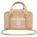 シャネル ハンドバッグ 【新品・未使用品】シャネル CHANEL ドーヴィル 2way チェーン ボウリングバッグ ハンドバッグ トートバッグ キャンバス レザー ベージュ A92750 箱付