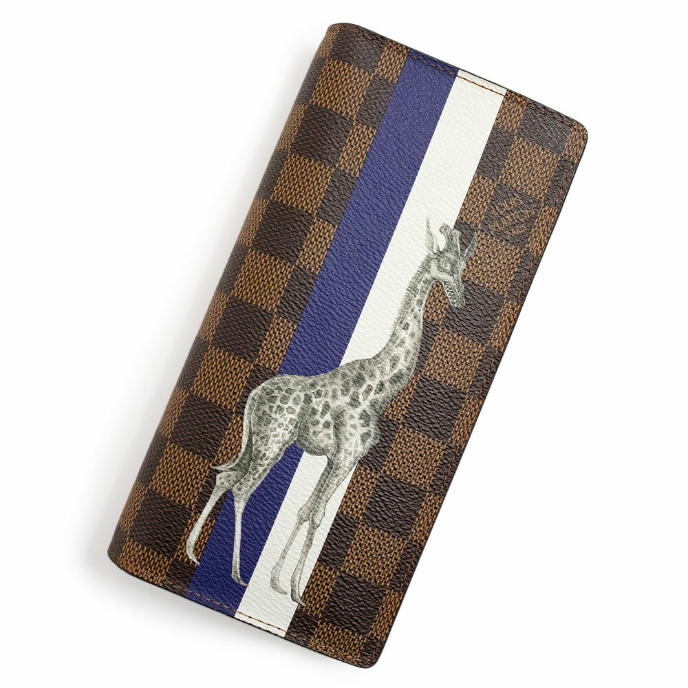 ルイヴィトン 二つ折り財布（男性向け） 【新品・未使用品】ルイ ヴィトン LOUIS VUITTON ポルトフォイユ ブラザ チャップマンブラザーズ キリン 二つ折り財布 ダミエ レザー ブラウン ネイビー ホワイト N63347 箱付