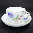 【未使用 展示品】マイセン Meissen ベーシック フラワー 三つ花 アネモネ カップ ソーサー 食器 陶磁器 ホワイト 白
