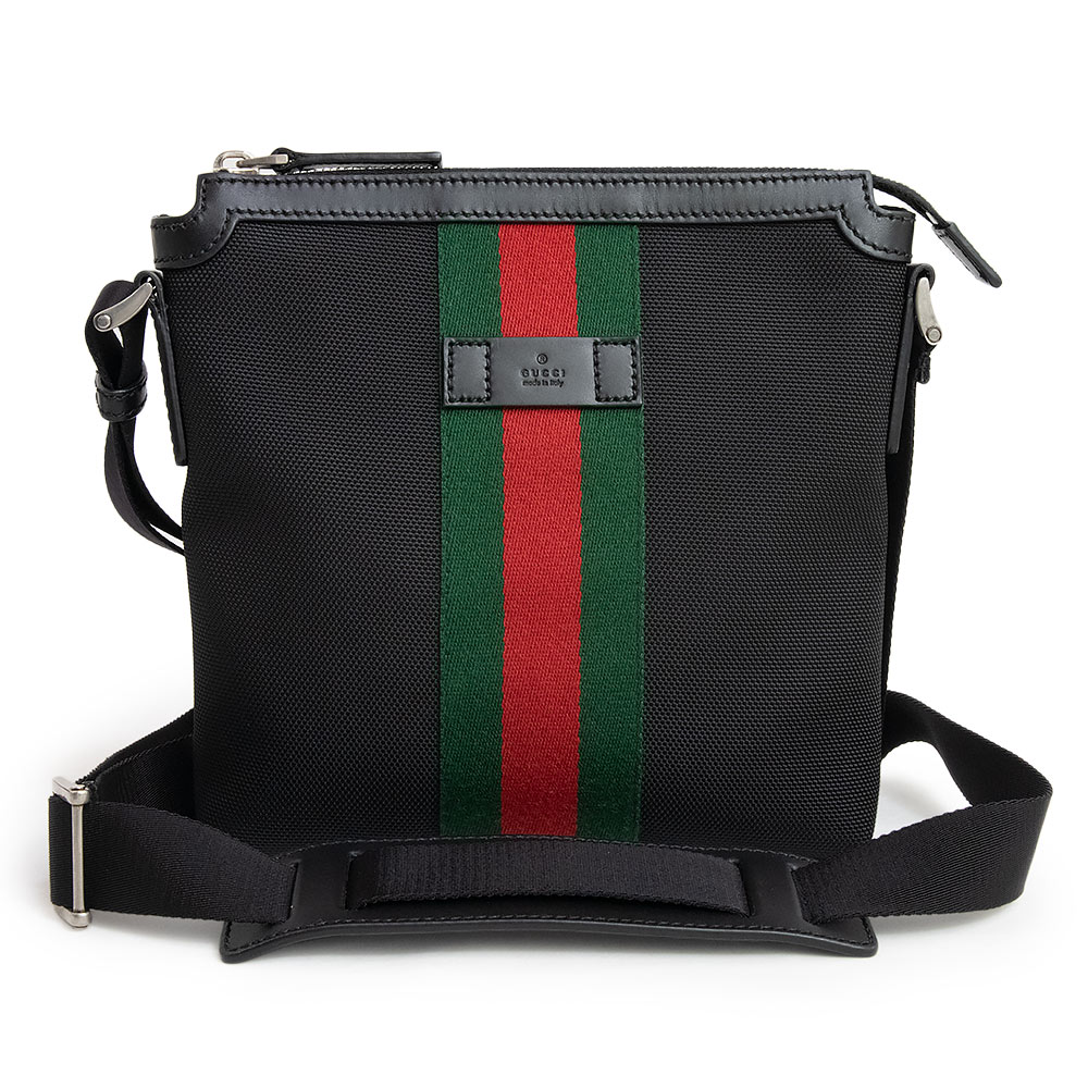 ショルダーバッグ 【未使用　展示品】グッチ GUCCI シェリーライン メッセンジャーバッグ ショルダーバッグ 斜め掛け GGキャンバス レザー ブラック グリーン レッド 黒 631195