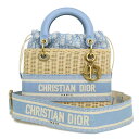 【新品・未使用品】クリスチャンディオール Christian Dior レディ ディオール ミディアム バッグ 2WAY ハンドバッグ かごバッグ 斜め掛け ショルダーバッグ ウィッカー レザー オブリーク ジャカード ライトブルー 青 M0565CMVO_M917 箱付