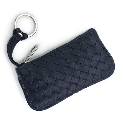 【新品・未使用品】ボッテガヴェネタ BOTTEGA VENETA イントレチャート キーリング付き キーケース コインケース 小銭入れ 財布 ラムスキン レザー トルマリン ダークネイビー 131232 箱付