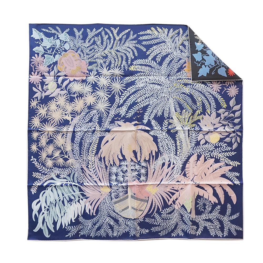 【新品・未使用品】エルメス HERMES カレ 90 ダブルフェイス リバーシブル Le Jardin des Peintres 画家たちの庭 スカーフ シルク100％ マリンクレール ローズパール ヴェール 箱付のサムネイル