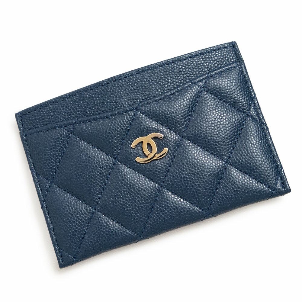 【新品・未使用品】シャネル CHANEL クラシック カードケース 名刺入れ 定期入れ パスケース キャビアスキン レザー ネイビーブルー 紺 A31510 箱付