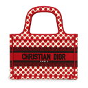 【新品・未使用品】ディオール Dior BOOK TOTE ミニバッグ ブックトート ディオールアムール ハンドバッグ コットンキャンバス エンブロイダリー レッド 赤 S5475ZBBE