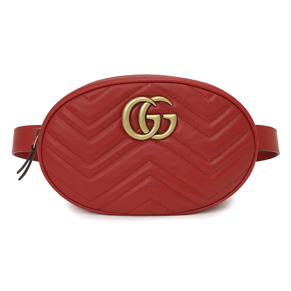 【新品・未使用品】グッチ GUCCI GGマーモント ベルト ボディバッグ ウエストポーチ キルティングレザー HIBIS RED レッド 赤 491294