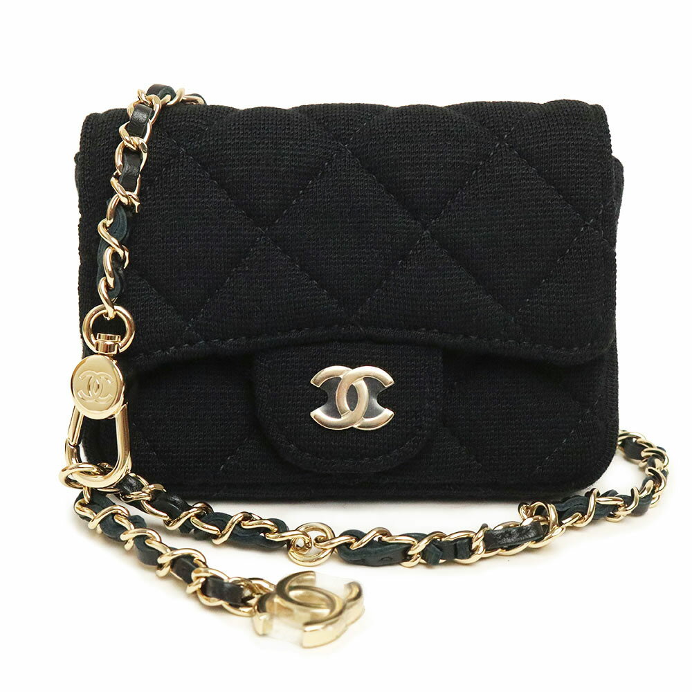 シャネル　ポシェット 【新品・未使用品】シャネル CHANEL ミニミニ マトラッセ ココマーク チェーン ショルダー ポーチ ポシェット ミニ ベルトバッグ コットン レザー ブラック 黒 AP2623 箱付