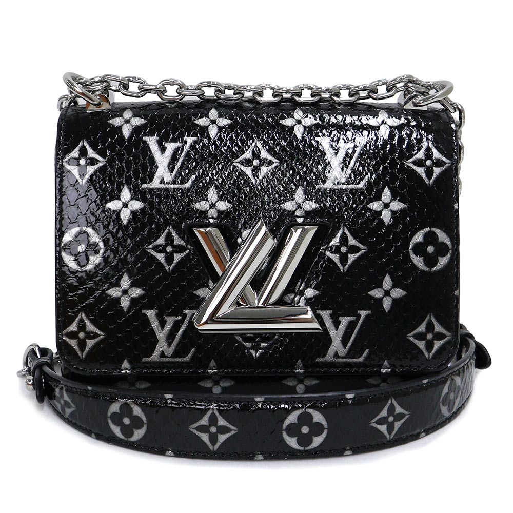 ルイヴィトン バッグ モノグラム（レディース） 【新品・未使用品】ルイ ヴィトン LOUIS VUITTON ツイスト PM チェーン ショルダーバッグ 斜め掛け モノグラム パイソン エキゾチックレザー ブラック 黒 N96931 箱付