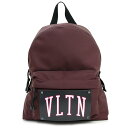 【新品・未使用品】ヴァレンティノ ガラヴァーニ Valentino Garavani VLTN バックパック リュック デイパック ナイロン レザー ルビー ワ...