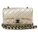【未使用 展示品】シャネル CHANEL マトラッセ 20 ミニ フラップ チェーン ショルダーバッグ 斜め掛け メタリック ラムスキン レザー シャンパンゴー...