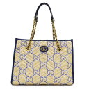 【新品・未使用品】グッチ GUCCI キルティング ミディアム チェーン トートバッグ ポリエステル コットンキャンバス GGラフィア エフェクト ファブリック GGマーモント レザー ベージュ ネイビー ゴールド金具 675796