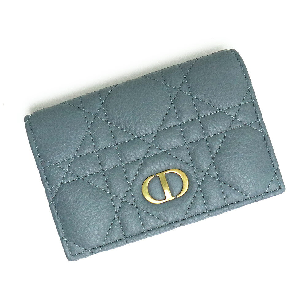 【新品・未使用品】クリスチャンディオール Christian Dior CARO カロ カナージュ XS ウォレット コインケース 小銭入れ 財布 カーフスキン レザー クラウドブルー 青 ゴールド金具 S5132UWHC 箱付