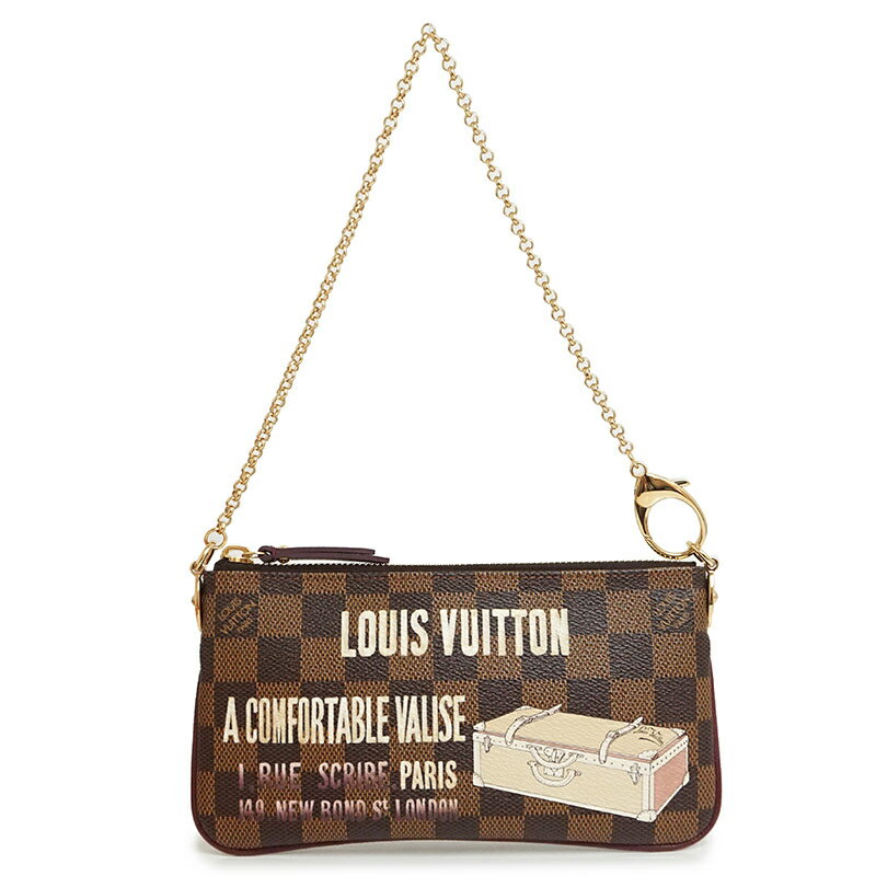 【新品・未使用品】ルイ ヴィトン LOUIS VUITTON ポシェット ミラ MM アクセサリーポーチ チェーン バッグ ダミエ トランク ブラウン 茶 ゴールド金具 N63091 箱付