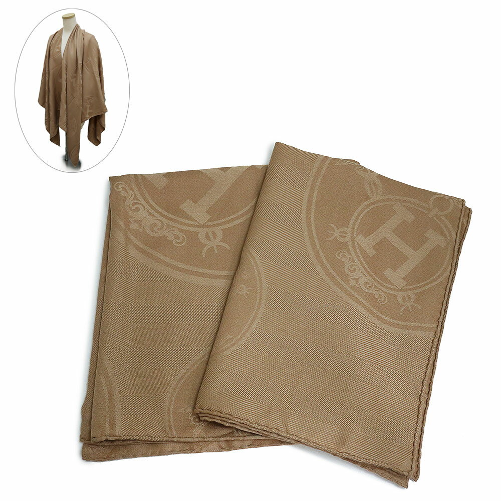 【新品・未使用品】エルメス HERMES ポンチョ ニュー リブリス ショール ストール カシミヤ85％ シルク15％ クラフト ブラウン 茶 箱付のサムネイル