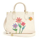 【新品・未使用品】ルイ ヴィトン LOUIS VUITTON LV × YK オンザゴー PM 草間彌生 FIGURATIVE FLOWERS 2WAY ショルダー ハンドバッグ 斜め掛け モノグラムアンプラント レザー 花 蝶 クオーツ ホワイト ゴールド金具 M21732