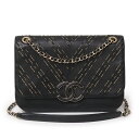 【中古】シャネル CHANEL フラップ V ステッチ チェーン ショルダーバッグ 斜め掛け 2WAY ココマーク シープスキン カーフスキン レザー ブラック...