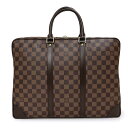 【美品】ルイ ヴィトン LOUIS VUITTON ポルト ドキュマン ヴォワヤージュ ビジネス ハンドバッグ ブリーフケース ダミエ レザー ブラウン 茶 ゴールド金具 N41124