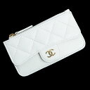 シャネル 名刺入れ（レディース） 【新品・未使用品】シャネル CHANEL ココマーク マトラッセ クラシック ジップ コインケース カードケース 小銭入れ 財布 名刺入れ 定期入れ キャビアスキン レザー ホワイト 白 ゴールド金具 AP2570 箱付