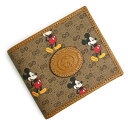 【新品 未使用品】グッチ GUCCI DISNEY ディズニー コラボ ミッキーマウス 二つ折り財布 札入れ ミニGGスプリームキャンバス ライトブラウン 茶 602549 箱付