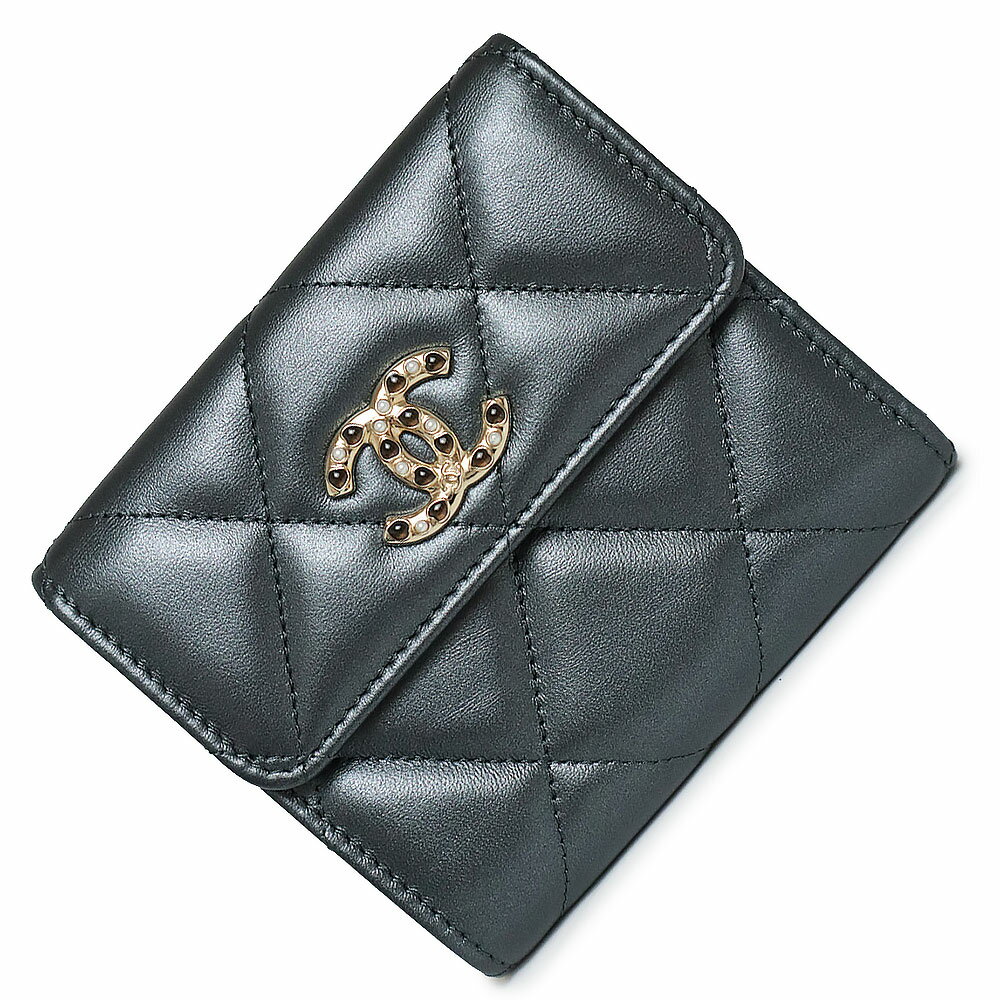 シャネル 財布 レディース（売れ筋ランキング） 【新品・未使用品】シャネル CHANEL マトラッセ ココマーク スモールウォレット 三つ折り財布 ラムスキン レザー メタリックグレー ゴールド金具 AP3328