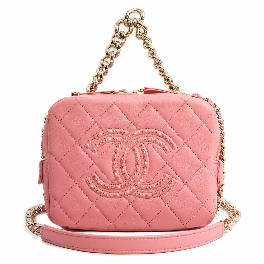 【未使用 展示品】シャネル CHANEL マトラッセ バニティ 2Way チェーン ショルダー ハンドバッグ 斜め掛け ラムスキン レザー ピンク ゴールド金具 AS1512