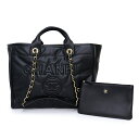 【新品・未使用品】シャネル CHANEL ドーヴィル ラージ ショッピングバッグ 2WAY チェーン ショルダー ハンドバッグ カーフスキン レザー ブラック 黒 ゴールド金具 A66941