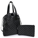 【美品】ルイ ヴィトン LOUIS VUITTON カバ ライト トートバッグ モノグラムエクリプス レザー ブラック 黒 シルバー金具 M44228 ポーチ付