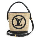 ルイヴィトン ハンドバッグ（レディース） 【新品・未使用品】ルイ ヴィトン LOUIS VUITTON プティ バケット かご 2way ショルダー ハンドバッグ 斜め掛け ラフィア カーフスキン レザー ノワール ブラック 黒 ゴールド金具 M59961