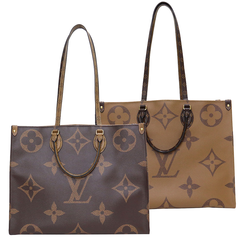 ルイ・ヴィトン 夏バッグ レディース 【未使用　展示品】ルイ ヴィトン LOUIS VUITTON オンザゴー GM 2WAY トート ハンドバッグ ジャイアントモノグラム リバース ブラウン 茶 M45320