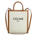 セリーヌ ハンドバッグ（レディース） 【未使用　展示品】セリーヌ CELINE バーティカル カバ スモール 2way ショルダー ハンドバッグ 斜め掛け コットン カーフスキン レザー ナチュラル タン ブラウン ベージュ ゴールド金具 192082BNZ