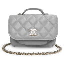 シャネル ハンドバッグ 【新品・未使用品】シャネル CHANEL ココマーク マトラッセ ビジネスアフィニティ ミニ チェーン 2way ショルダー ハンドバッグ 斜め掛け キャビアスキン レザー グレー ゴールド金具 AP2914 箱付