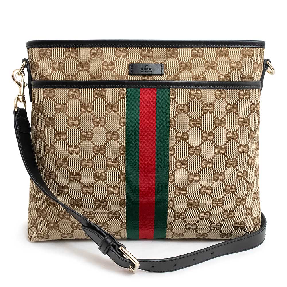 【未使用　展示品】グッチ GUCCI ショルダーバッグ 斜め掛け GGキャンバス カーフスキン レザー ベージュ ブラック ライトゴールド金具 388926