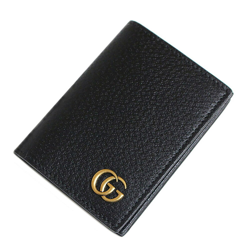 グッチ 名刺入れ 【新品・未使用品】グッチ GUCCI GGマーモント カードケース 名刺入れ 定期入れ パスケース カーフスキン レザー ブラック 黒 アンティークゴールド金具 428737 箱付