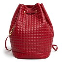 【未使用 展示品】セリーヌ CELINE Cチャーム スモール バックパック リュック デイパック 巾着 カーフスキン レザー レッド 赤 ゴールド金具 188...