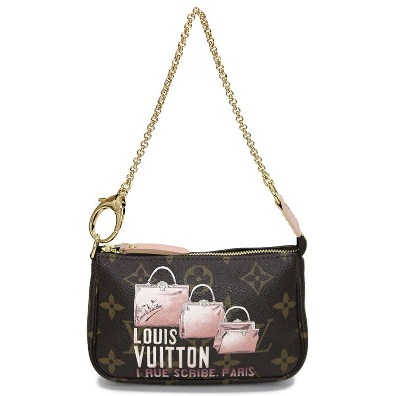 楽天ブランドシティ　BrandCity【新品・未使用品】ルイ ヴィトン LOUIS VUITTON ミニ ポシェット チェーン バッグ アクセソワール 化粧 コスメ アクセサリー ポーチ モノグラム バッグ柄 トランク ブラウン 茶 ゴールド金具 M60245 箱付