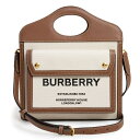 【新品・未使用品】バーバリー BURBERRY ミニ ポケットバッグ 2Way ショルダー ハンドバッグ 斜め掛け ツートン コットンキャンバス カーフスキン レザー ナチュラル モルトブラウン 茶 ゴールド金具 8039361 箱付