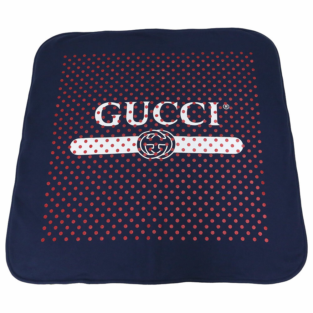 楽天ブランドシティ　BrandCity【新品・未使用品】グッチ GUCCI ベビー チルドレンズ ブランケット コットン 100％ ポルカドット 水玉 ネイビー レッド 紺 赤 627654