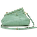 【新品・未使用品】フェンディ FENDI ファースト 2WAY クラッチ ショルダーバッグ 斜め掛け クロコダイル MENTA グリーン 緑 ゴールド金具 8BP129