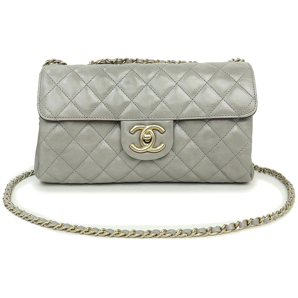 シャネル 結婚式向きバッグ レディース 【美品】シャネル CHANEL マトラッセ 2WAY チェーン ショルダーバッグ 斜め掛け ヴィンテージカーフ レザー グレー ゴールド金具 箱付