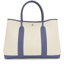 【新品・未使用品】エルメス HERMES ガーデンパーティ 36 PM ハンドバッグ トワルシェブロン キャンバス ネゴンダ レザー Bleu Brighton ブルーブライトン クレ アイボリー ブルー 青 シルバー金具 C刻印