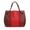 ボッテガヴェネタ ハンドバッグ 【未使用　展示品】ボッテガヴェネタ BOTTEGA VENETA イントレチャート チェーン ハンドバッグ カーフスキン レザー ボルドー レッド 赤 ガンメタル金具 449141