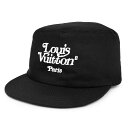 【新品・未使用品】ルイ ヴィトン LOUIS VUITTON スクエアード LV キャスケット コットン100% カーフスキン レザー ブラック 黒 シルバー金...