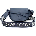 【新品・未使用品】ロエベ LOEWE ゲートデュアル ミニ ショルダーバッグ 斜め掛け ソフトカーフ レザー ジャカード オニキスブルー ネイビー 青 シルバー金具 A650N46X13