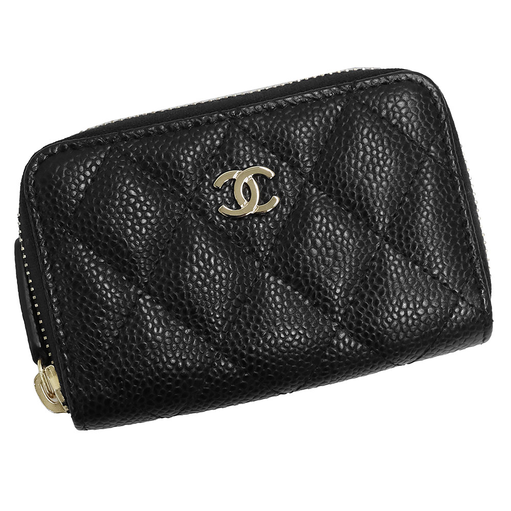 シャネル 【新品・未使用品】シャネル CHANEL マトラッセ ココマーク ジップ コインパース コインケース 小銭入れ 財布 キャビアスキン レザー ブラック 黒 ゴールド金具 A84511 箱付