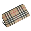 【新品・未使用品】バーバリー BURBERRY ノバチェック ラウンドファスナー 長財布 ポリウレタン75％ コットン25％ ベージュ ブラック シルバー金具 80166121