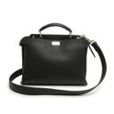 【新品・未使用品】フェンディ FENDI ミニ ピーカブー アイコニック エッセンシャル 斜め掛け 2Way ショルダー ハンドバッグ ローマンレザー ブラック 黒 シルバー金具 7VA506