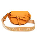 【新品・未使用品】ロエベ LOEWE ゲートデュアル バッグ ミニ ショルダーバッグ 斜め掛け ペブルグレインカーフスキン レザー マンダリン オレンジ イエロー ゴールド金具 A650N46X13